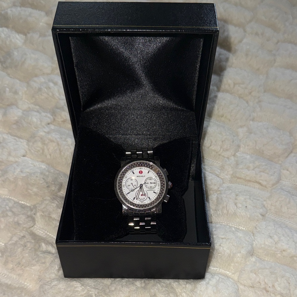 Michele Silver Diamond Women's Watch